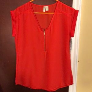 Red Zippered Polyester Shirt
